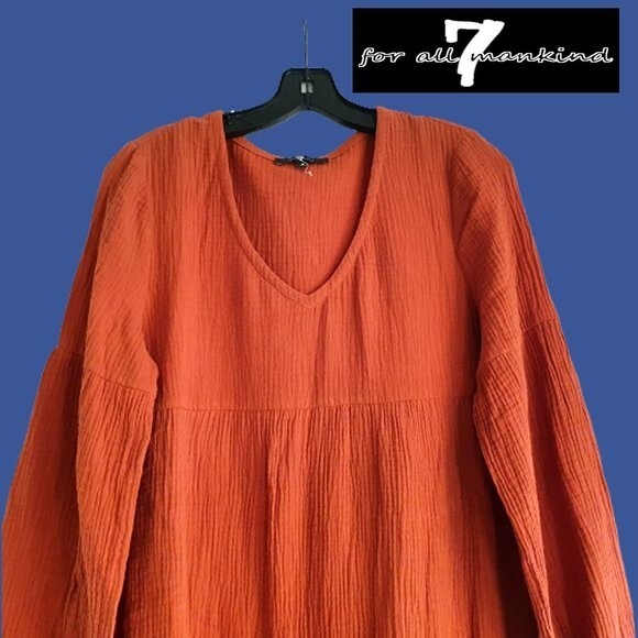 7 For All Mankind NEW Prairie Boho Tiered V-Neck Maxi Dress S - Picture 6 of 11